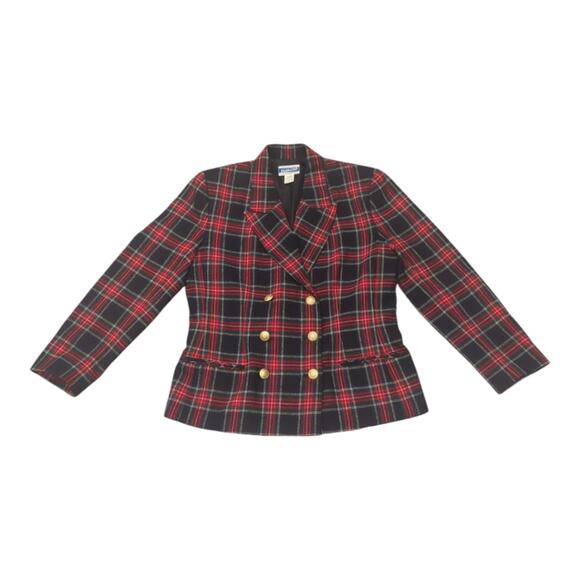 Vintage 90s Pendleton Wool Double Breasted Plaid Blazer - Sz 10 - Picture 1 of 4